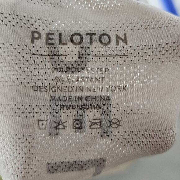 Peloton Men's L Crew Neck Short Sleeve Stripe Logo Graphic Print Athletic Shirt - Picture 3 of 3